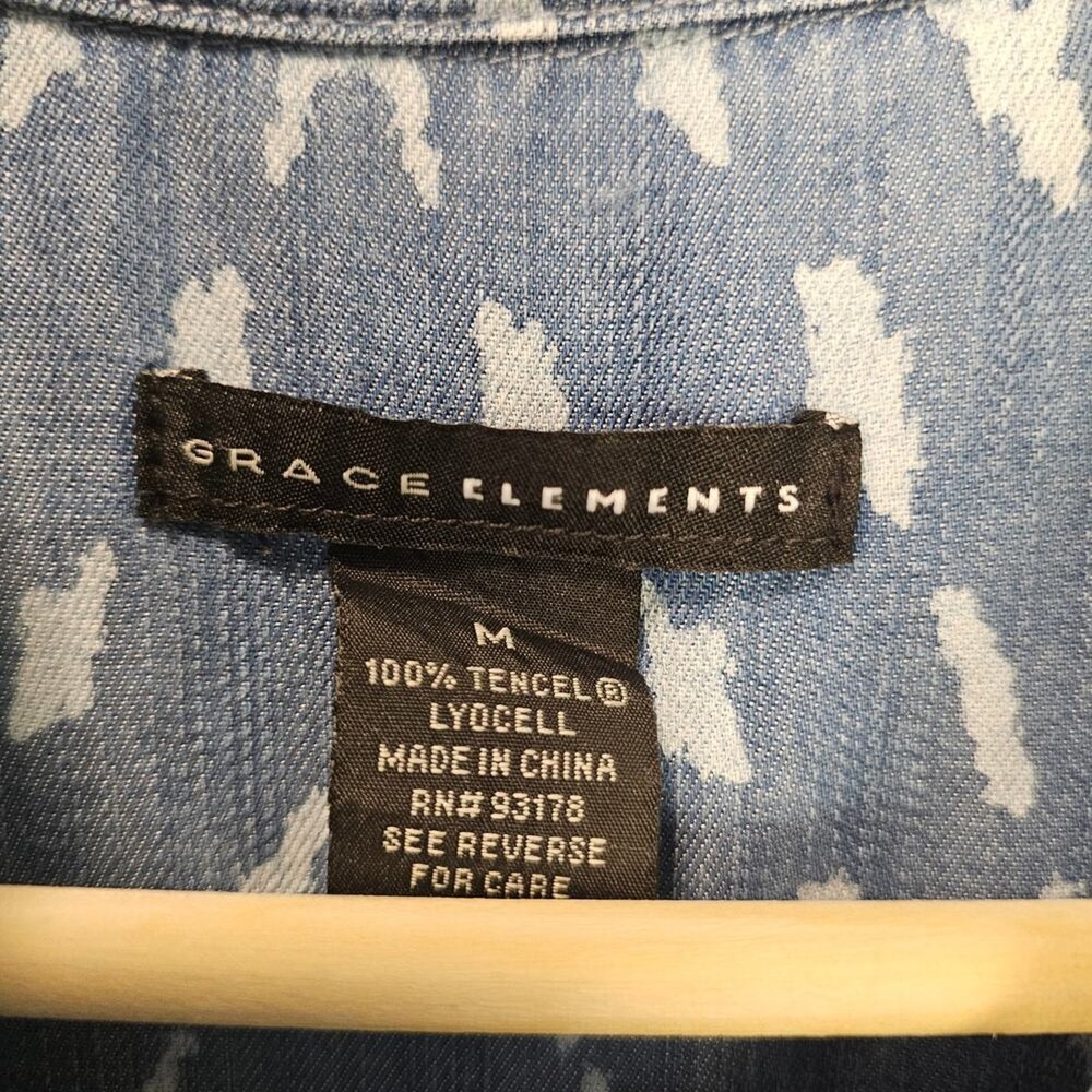 Grace Elements Blue Tencel Denim Shirt Dress Size Medium High-Low Hem Boho‎ Midi - Picture 9 of 10